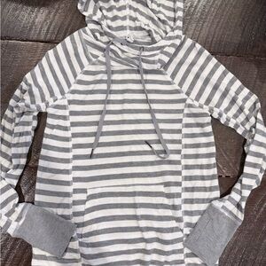 Cable & Gauge Gray and White Striped Hoodie